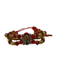 Red and gold protection Santa Muerte bracelet