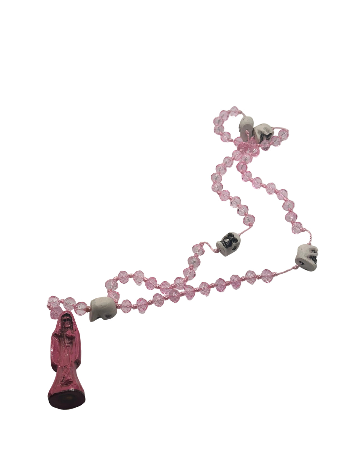 pink Santa Muerte Rosary