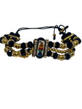 Black and gold Santa Muerte protection bracelet