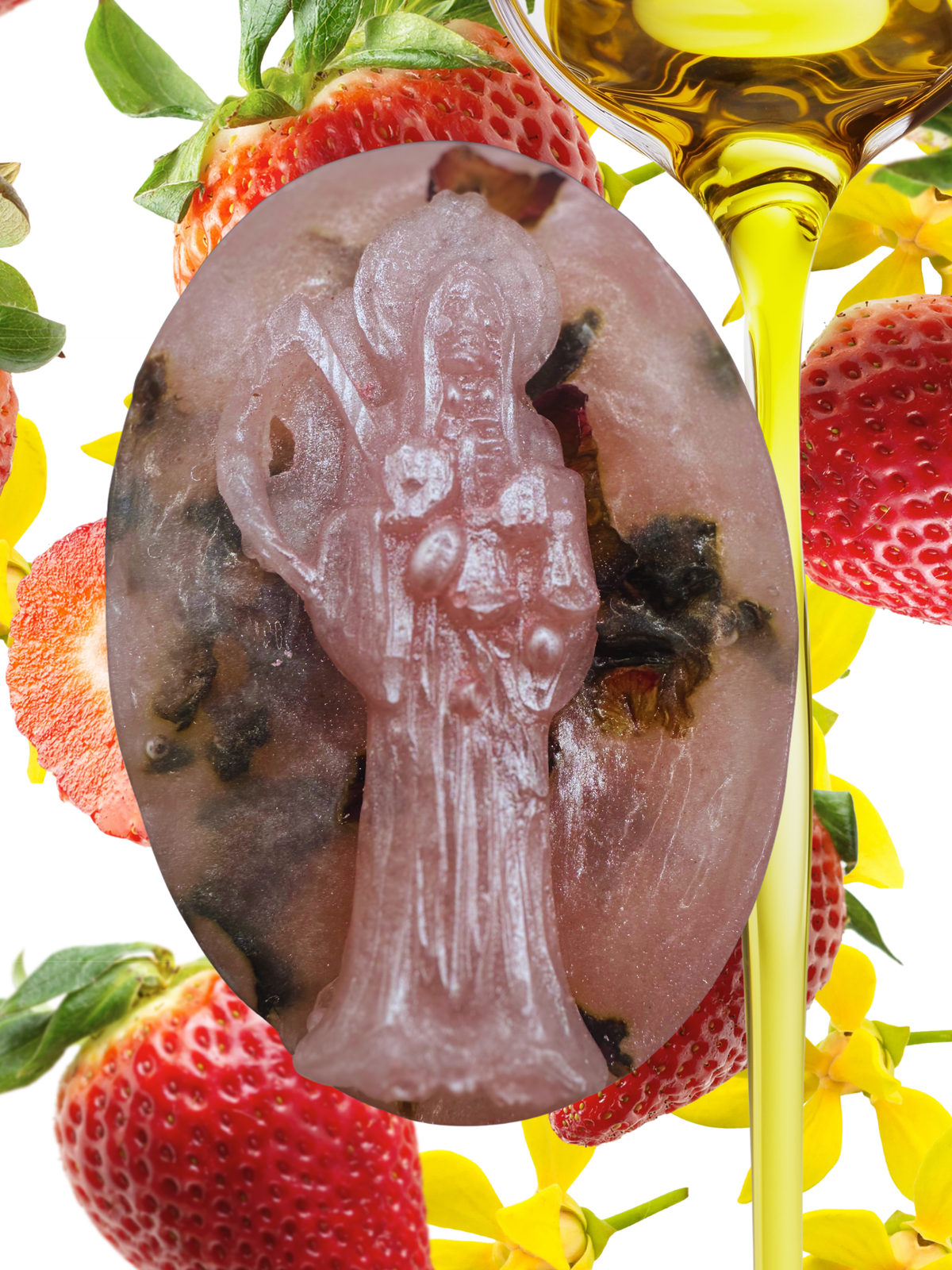 Santa Muerte Strawberry Ylang Ylang jojoba oil body bar